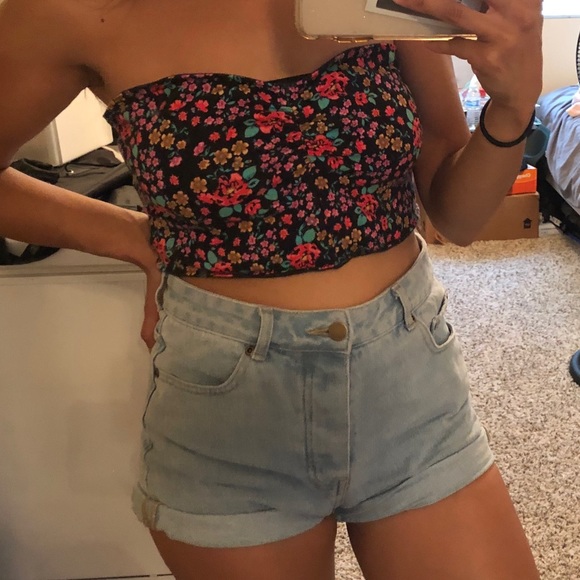 Reversible Black/Floral Print Tube Top - Picture 3 of 3